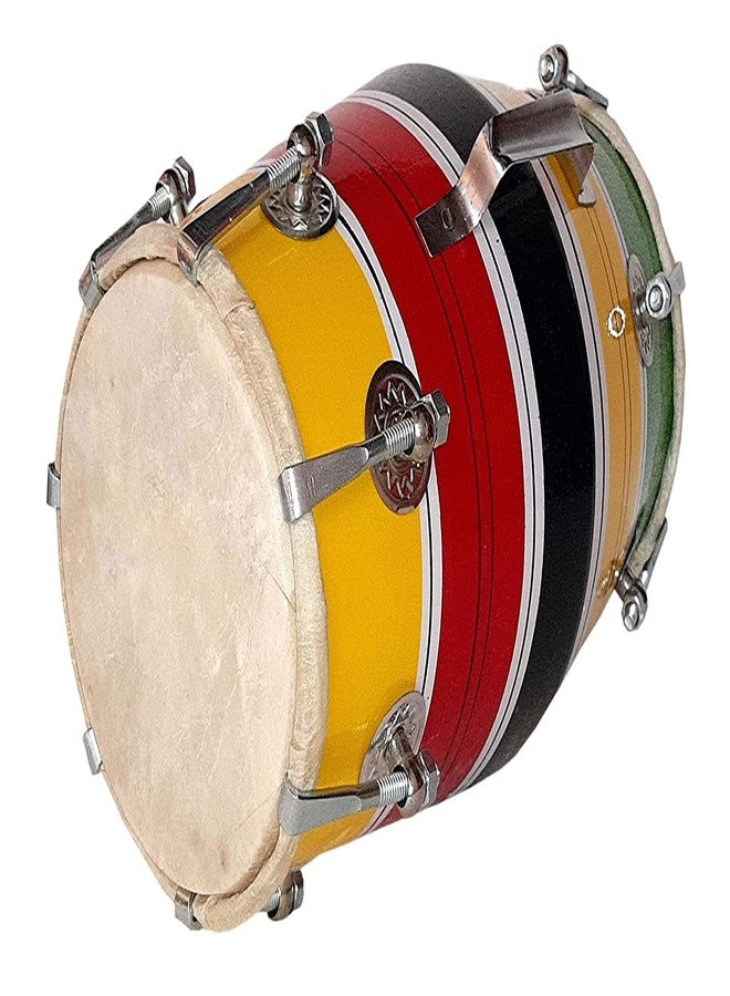 sai enterprises Wooden Musical Instrument BWooden Baby Dholak Drum - Natural Mango Wood, Nut & Bolt Tuning, Multicolor - Image 3